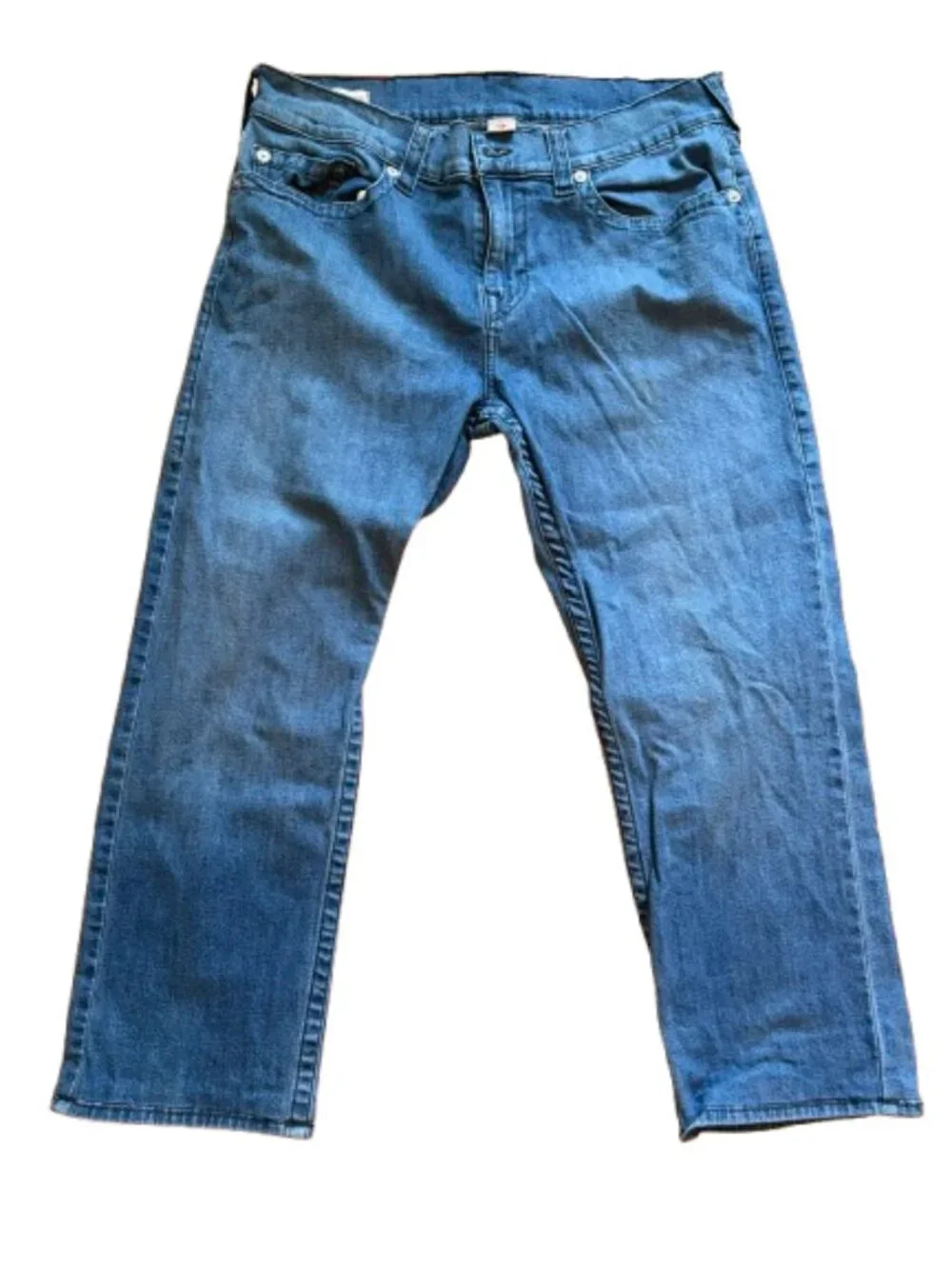 True Religion Ricky Relaxed Straight Jeans Men's W34 L35 Blue Denim Zip Fly